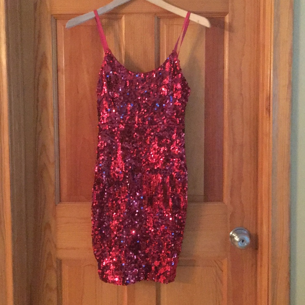 Red sequin dress